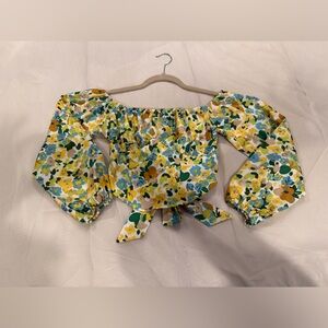 Yellow green blue off the shoulder top size small never worn
